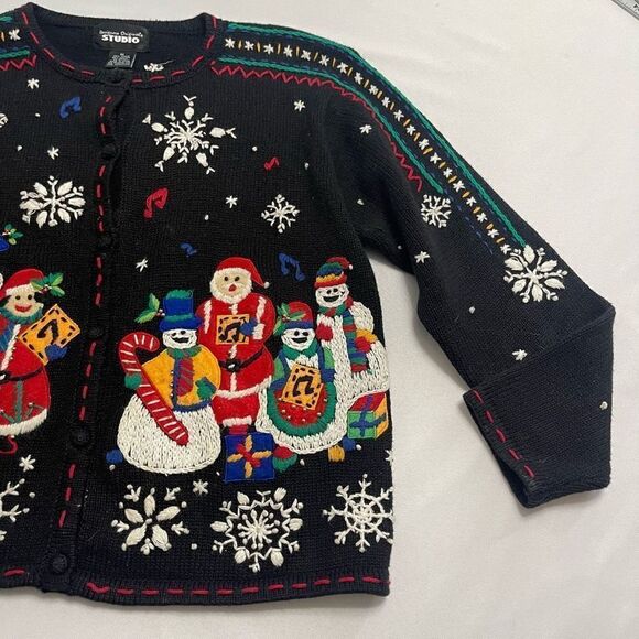 Designers Originals Studio Embroidered Christmas VTG Sweater Cardigan Sz Medium - Picture 3 of 9